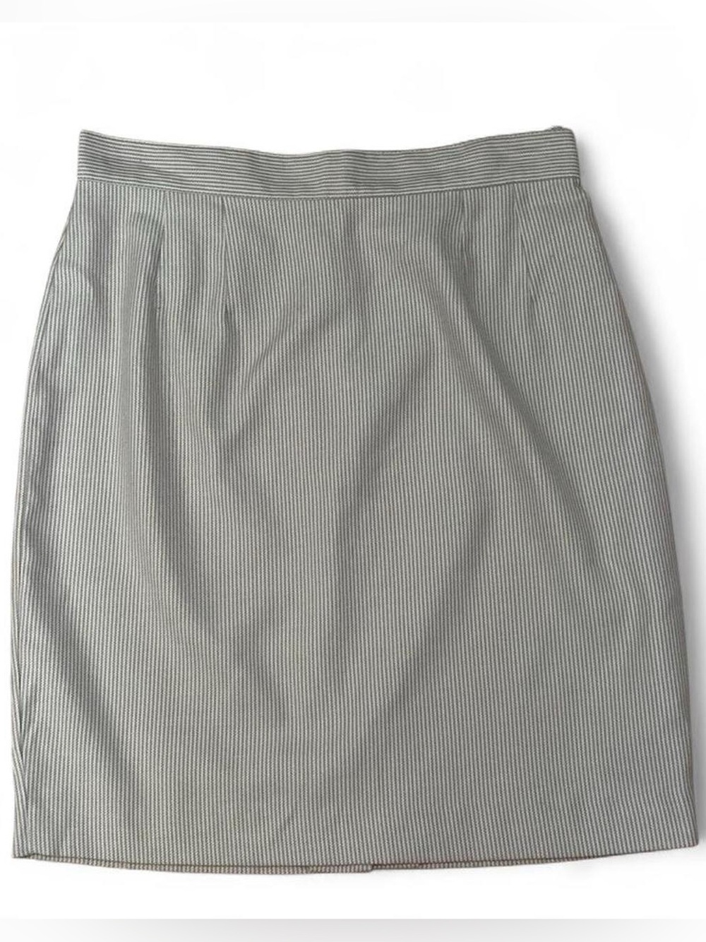 Vintage ESPRIT Pinstripe Knee-Length Skirt Beige Cream Micro Stripe - Size 11/12